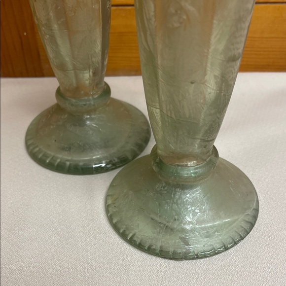 Green Recycled Glass Candlestick Pair - Made in Spain - Picture 10 of 13
